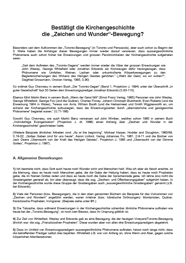 Zeichen und Wunder in der Kirchengeschichte