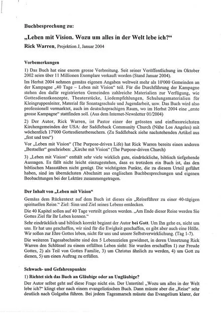 Rick Warrens Buch "Leben mit Vision" (Stellungnahme) (Patrick Tschui).pdf