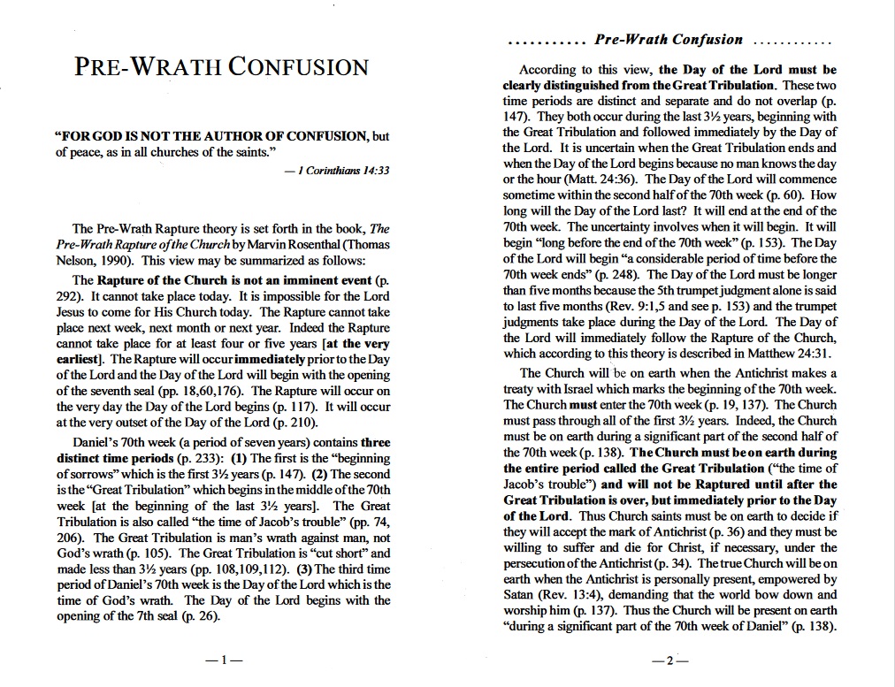 Pre-Wrath Confusion (George W. Zeller)